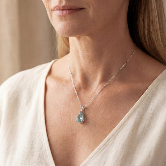 Health Peak™ VitalBreath Aquamarine Pendant Crystal – Respiratory Renewal