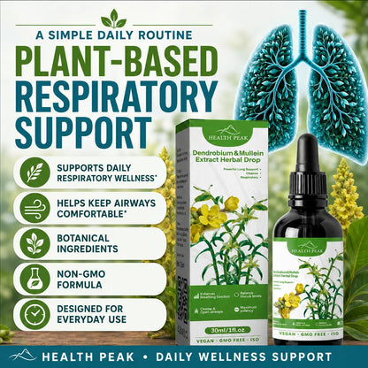 Health Peak™ Dendrobium & Mullein Extract:  Powerful Lung Support Cleanse & Respiratory