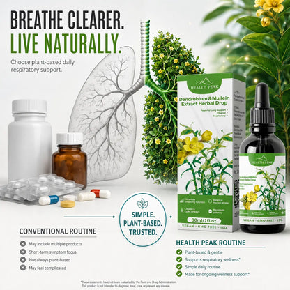 Health Peak™ Dendrobium & Mullein Extract:  Powerful Lung Support Cleanse & Respiratory