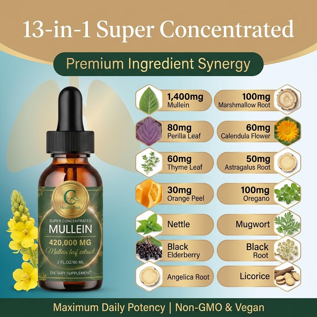 Health Peak™ Premium Mullein Extract:  Superior Potency, Real Results