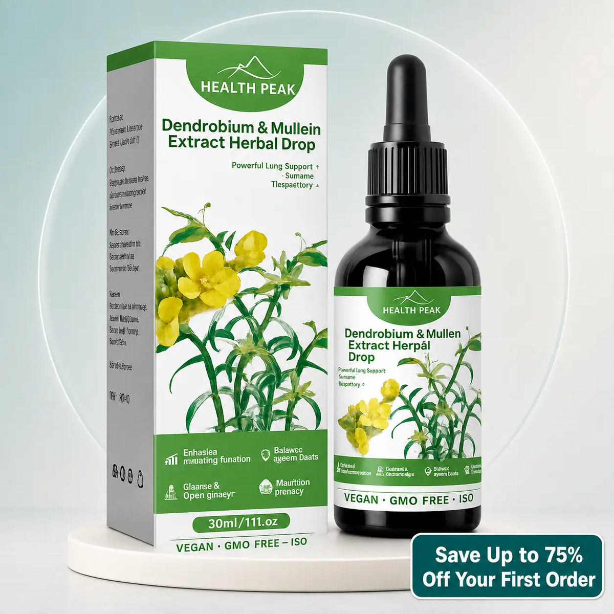 Health Peak™ Dendrobium & Mullein Extract:  Powerful Lung Support Cleanse & Respiratory