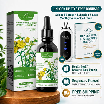 Health Peak™ Dendrobium & Mullein Extract:  Powerful Lung Support Cleanse & Respiratory