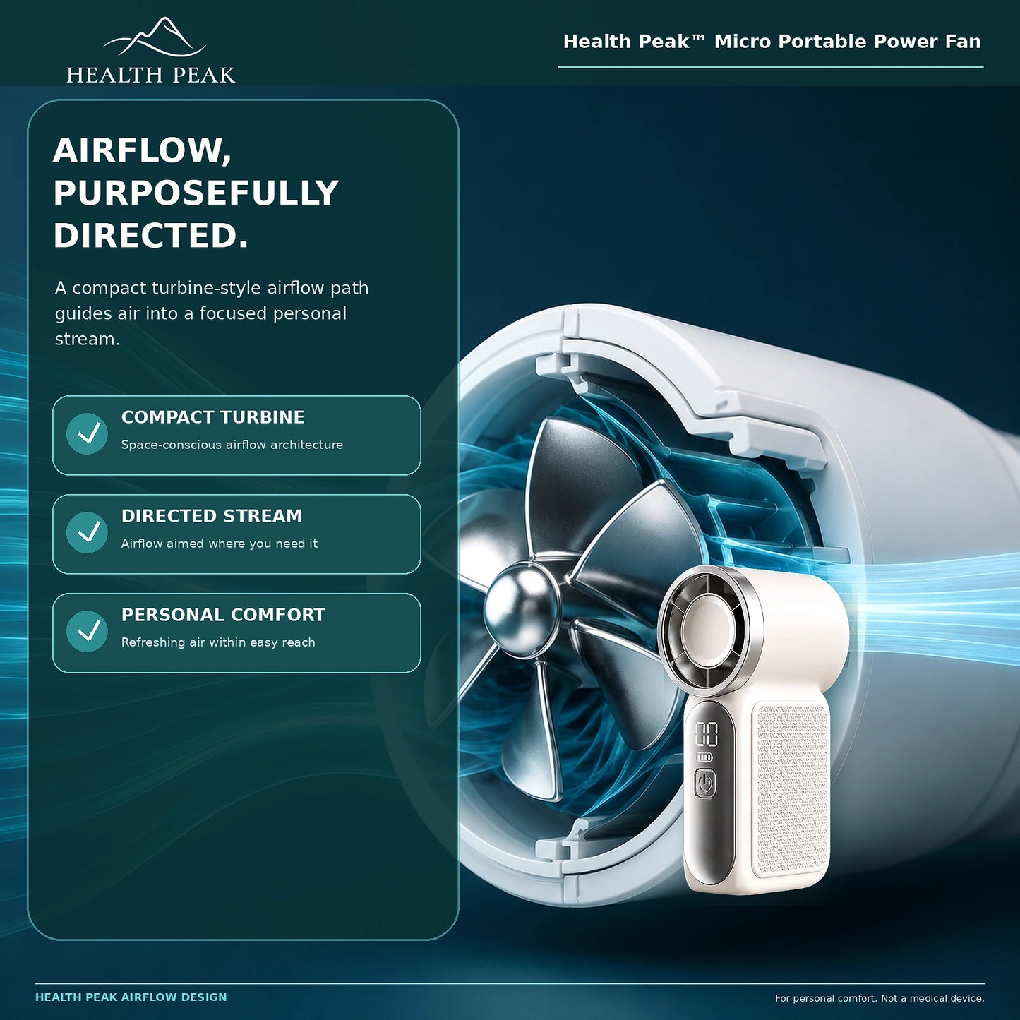 Health Peak™ VitalBreath Micro Portable Power Fan
