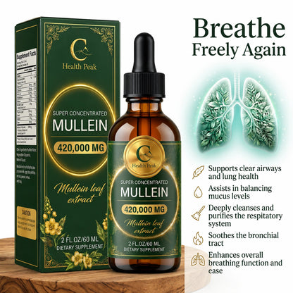 Health Peak™ Premium Mullein Extract:  Superior Potency Lung Cleanse, Real Results