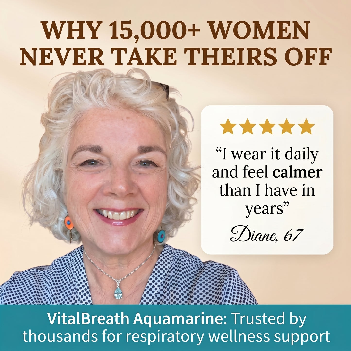 Health Peak™ VitalBreath Aquamarine Pendant Crystal – Respiratory Renewal