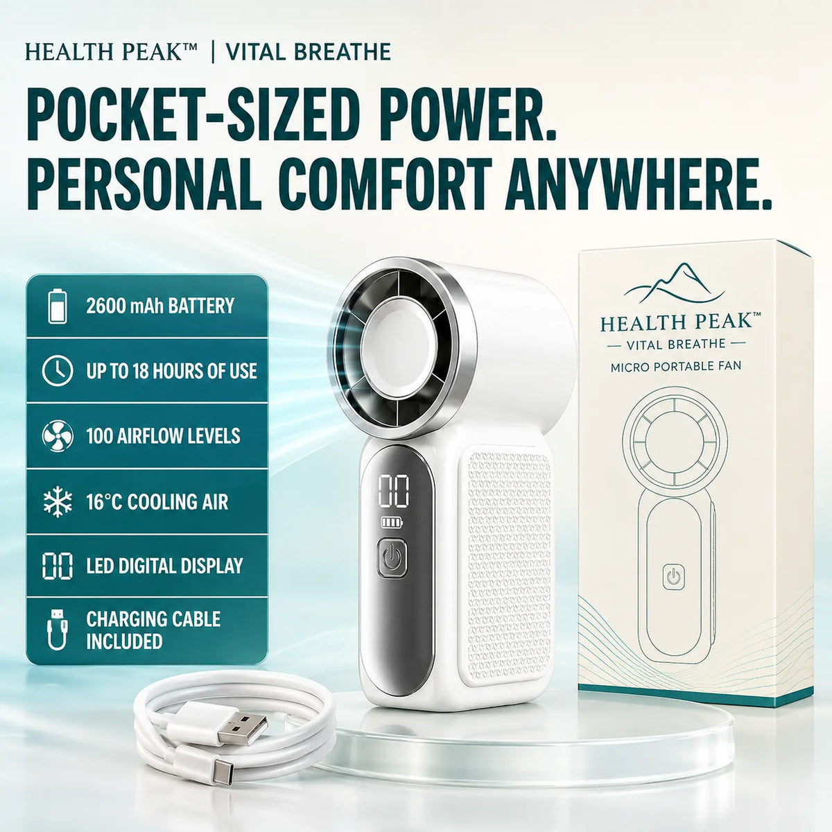 Health Peak™ VitalBreath Micro Portable Power Fan